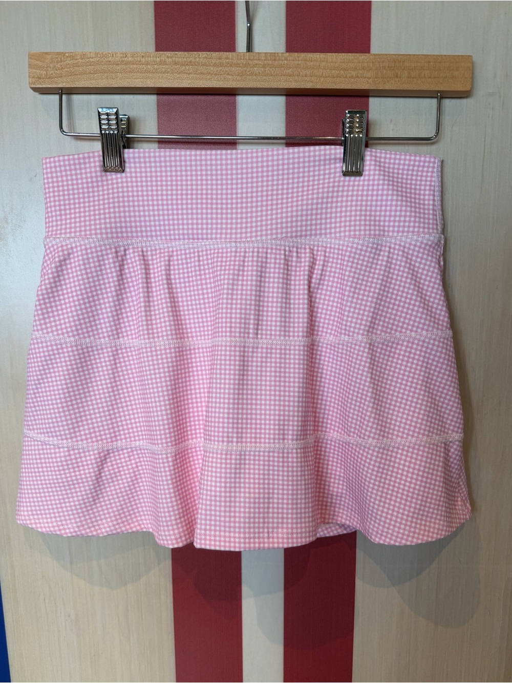 Altar'd State Pink Gingham Tiered Mini Skirt